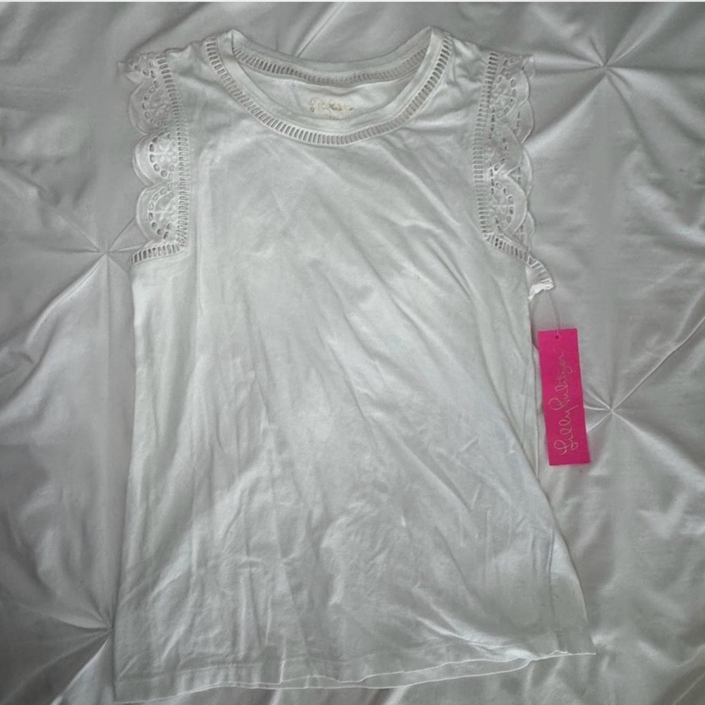 Lily Pulitzer White Lace Sleeve Women's Top